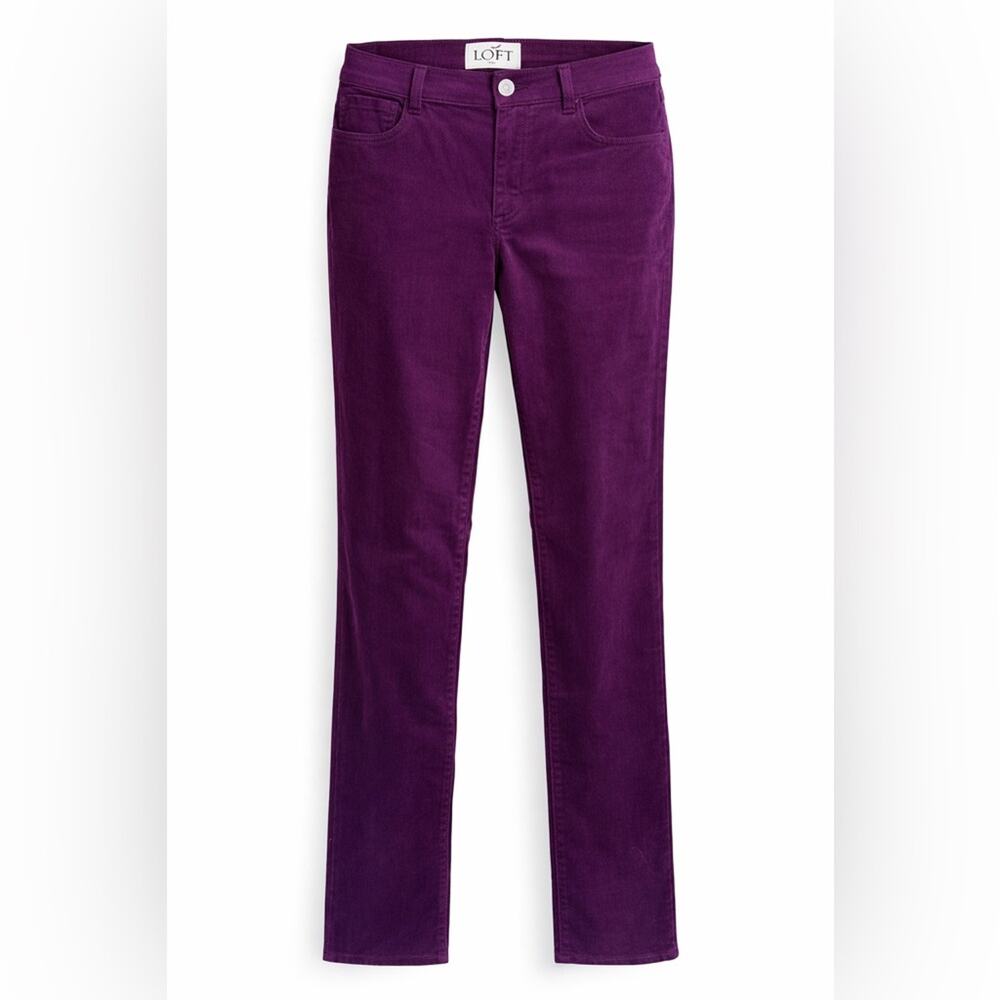 Ann Taylor LOFT Women's Vibrant Purple Plum Straight Leg Corduroy Pants sz 6